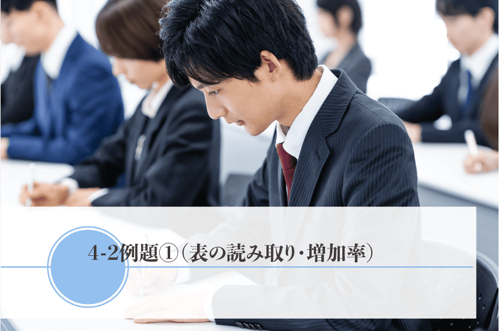 例題①（表の読み取り・増加率）