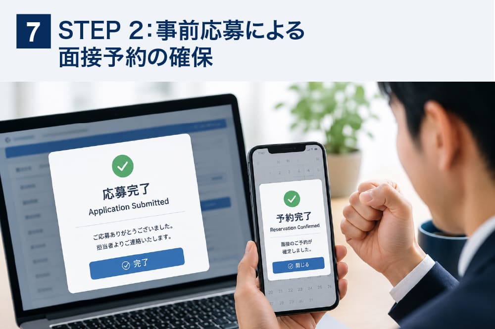 STEP 2：事前応募による面接予約の確保 